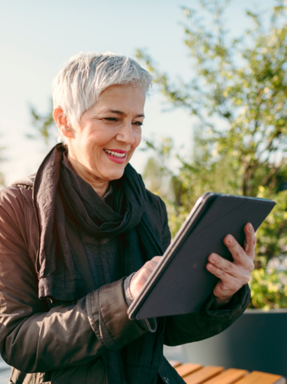 patient or doctor looking at a tablet